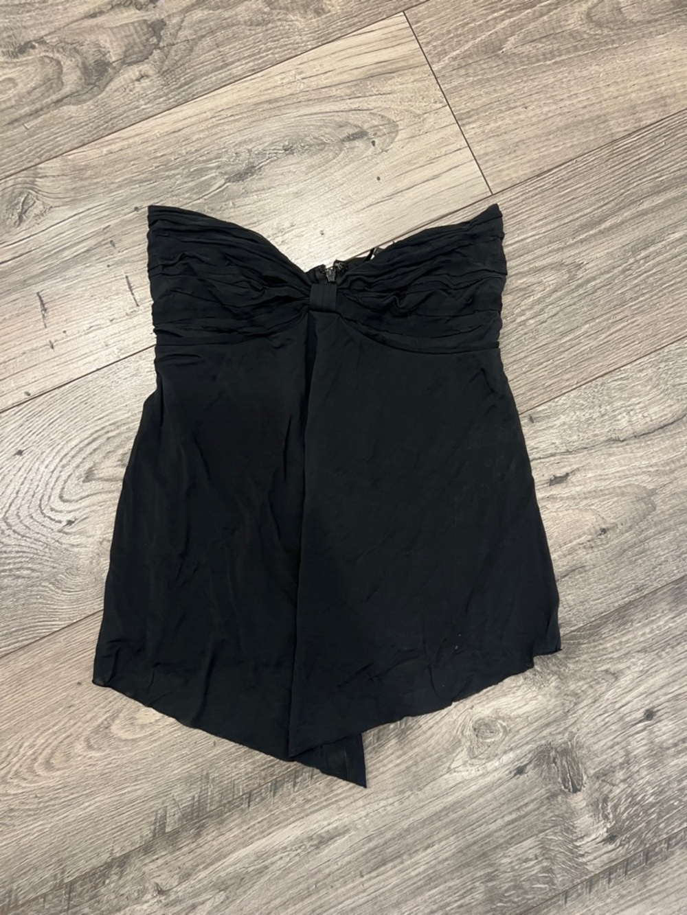 Express Black Strapless Ruffled Top